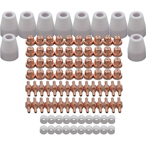 Kit Consommables Standard pour Torche Plasma PT-31 LG-40/JG40 Buse 18866 Électrode 18205 Écran Céramique 18204 pour Découpeurs Cut 40, Cut 50 et CT-312 100 pièces