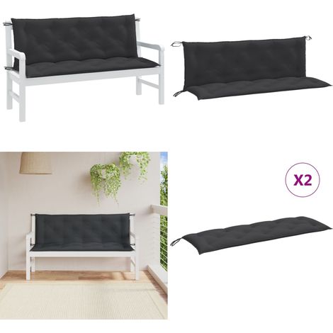 Gartenbank-Auflagen 2 Stk. Melange Anthrazit 150x50x7 cm Stoff - Sitzkissen - Gartenbankkissen - Outdoorkissen - Balkonkissen - Polsterset - Home & Living