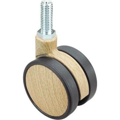rueda giratora espiga roscada m10x25 50dkm75 nylon-madera haya (1/2)