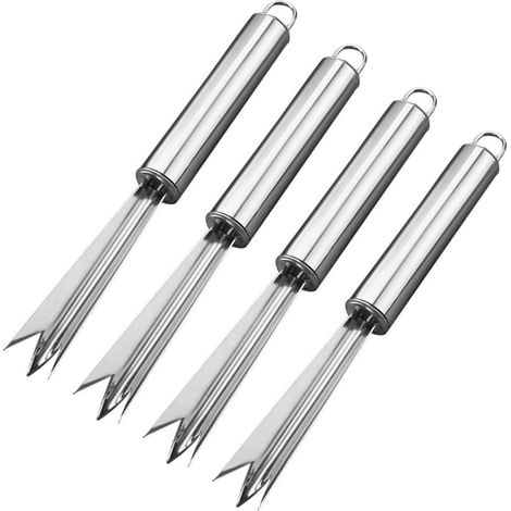 4pièces Couteau Éplucheur Ananas Acier Inoxydable Multifonction Fourchette Shape pour Cuisine Maison Camping (1/5)