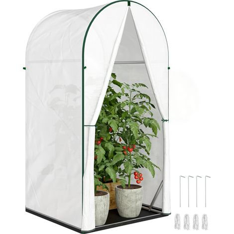 Outsunny Mini Greenhouse, Small Greenhouse with PE Base, White