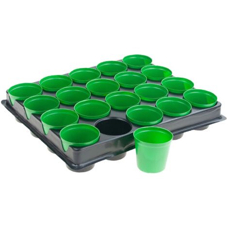 TG71425 Pots de production, plateaux de semis, semis de jeunes plants, 20 pots + plateau