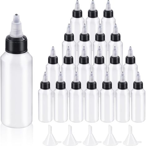 Kit 25 flacons vides Boston 60 ml, LDPE extrudé, avec bouchons, entonnoir et compte-gouttes pour distribution (1/5)