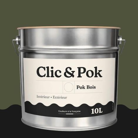 Peinture Bois Extérieur – POK BOIS - 10L - RAL 6003 - Vert olive- Résistante aux intempéries - Ne s'écaille pas