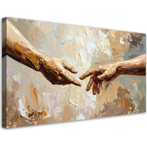 Wandbild für das Wohnzimmer Schlafzimmer Die Erschaffung Adams gemalt 80x40 cm (1/5)