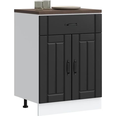 Küchen-Unterschrank Lucca Schwarz Holzwerkstoff