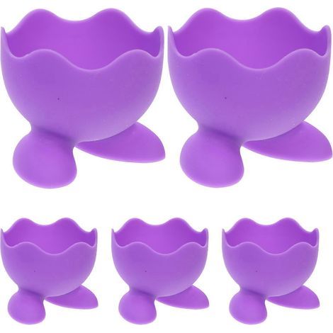 Set mit 5 Silikon-Eierbechern für hartgekochte Eier (Farbe zufällig) – 5,00 x 4,00 x 4,00 cm (1/4)