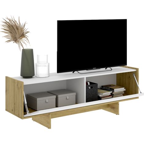 Mobile Porta tv Ardmore, 3 Ripiani, Un'anta, con Piedini, 30x150x50h cm Bianco