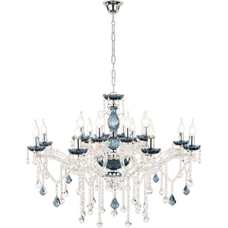 Lampadario a sospensione DAMASCO D95 cm con decorazioni in cristallo Ottanio 16 Luci (1/3)