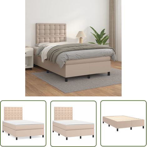 The Living Store Sommier à lattes de lit avec matelas Cappuccino 120x200 cm - Lit Plateforme - Lit Capitonné - Lit Double - Literie - Chambre À Coucher (1/5)