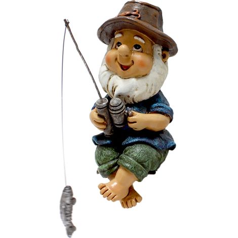 Statue de Gnome de pêche en résine, ornement de jardin extérieur, Micro Sculpture artisanale de paysage (1/5)