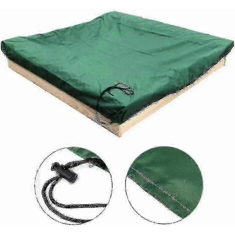 Bâche de bac à sable carrée avec cordon de serrage, résistante à la poussière, imperméable, pour bac à sable et piscine, 120 x 120 cm, verte