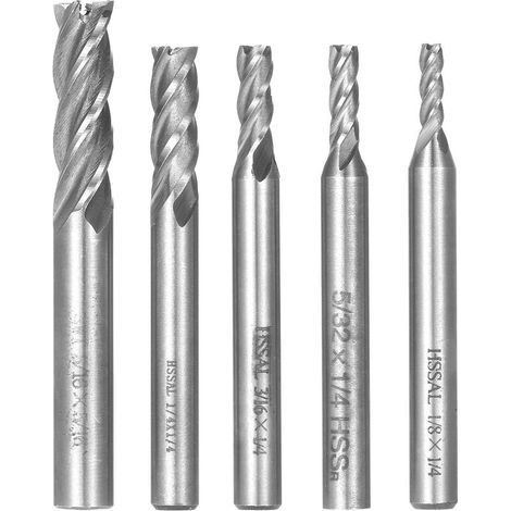 VURAHOME - 5Pcs 4 Flute Traversiere Fin Mill Bits En Carbure De Tungstene Acier Fraise Meches De Toupies Rotatifs Bits Outil Queue Cylindrique De 6 Mm-8 Mm A Double Tranchant Coupants Gravure (1/5)