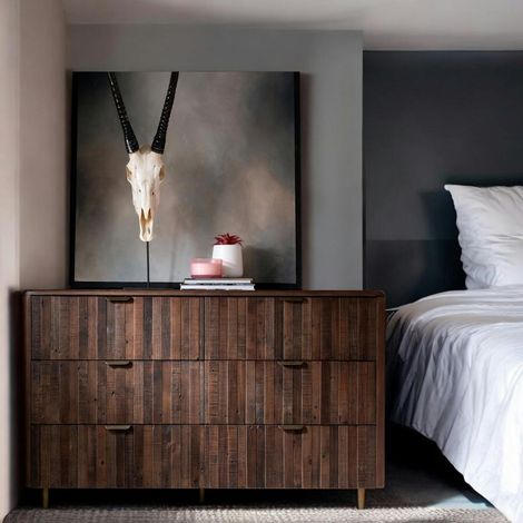 Commode bois recyclé brun 6 tiroirs QUEENSTOWN (1/5)