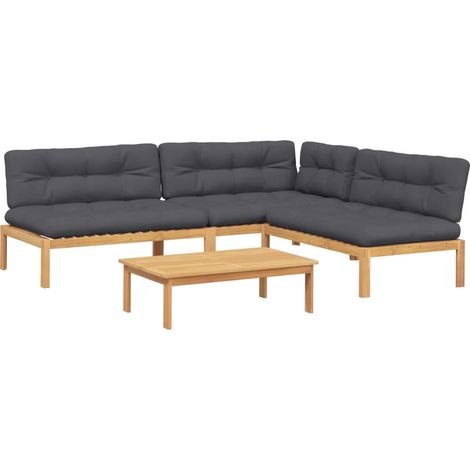 Maison Exclusive - 4-tlg. Garten-Sofagarnitur aus Paletten mit Ki (1/5)