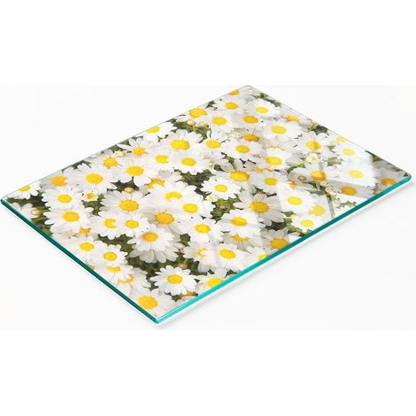 Pannello decorativo multifunzionale in vetro con stampa a margherite, 80x52 cm. (1/5)
