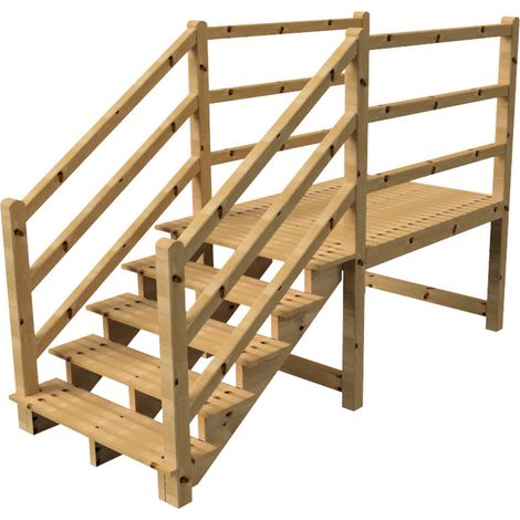 MILANO Außentreppe 5 Stufen H88 cm - Podest L189 x B120 cm - Treppengeländer links und rechts - Podestgeländer links und rechts