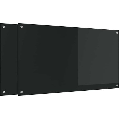 Protection de cuisine 2 pcs Noir 110 x 60 cm verre trempé CFW34225 (1/5)