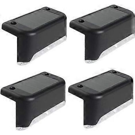 Lot de 4 lampes solaires LED SZTXJ pour terrasse, escaliers et clôtures extérieures. Lumière noire chaude. Éclairage étanche. (1/4)