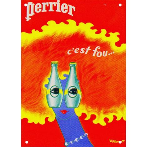 Plaque métal carte postale Perrier