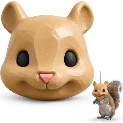 Mangeoire à suspendre tête d'écureuil, design grosse tête d'animal originale, facile à remplir, cadeau prêt à offrir (1/5)