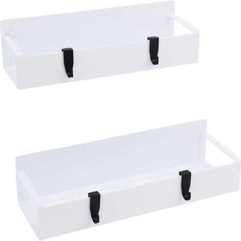 Zweiteiliges magnetisches Gewürzregal mit Haken, Wandhalterung für den Kühlschrank (ohne Bohren), weiß