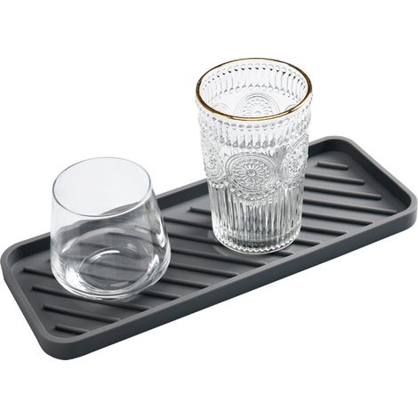 Spülbecken-Organizer aus Silikon – 2 Packungen Abtropfmatte 22,9 x 8,9 cm, Küchenhalter für Seifenschale, Schwamm, Aufbewahrungsvase