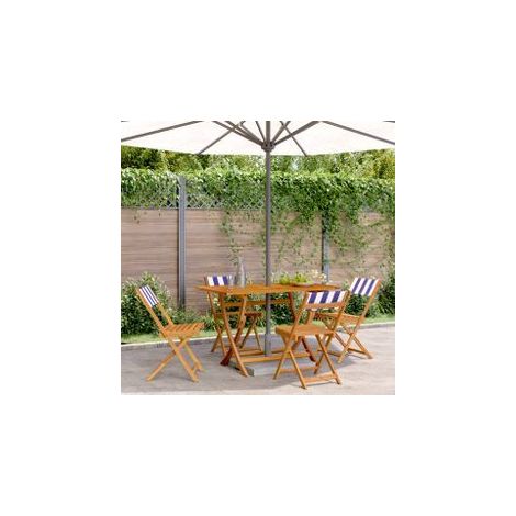 Chaises de jardin pliantes lot de 4 tissu et bois massif (1/5)