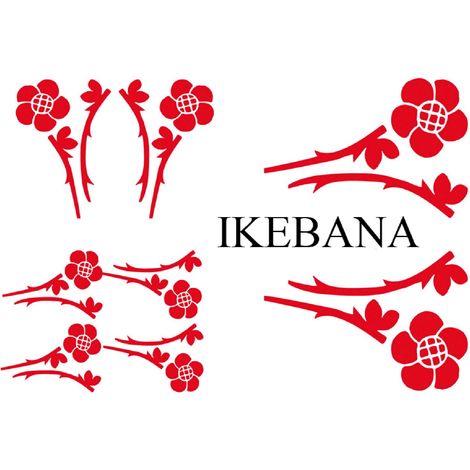 Set Adhesifs -ELEMENT IKEBANA- Rouge - PROMO ADN - Car Deco