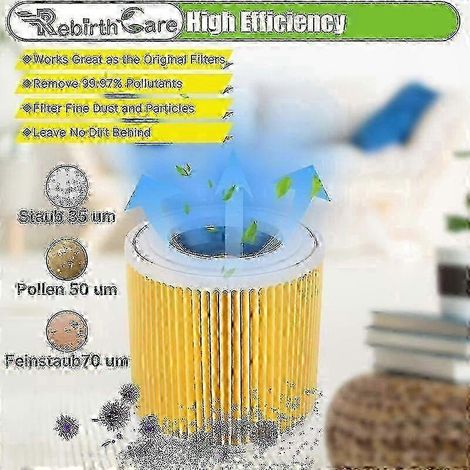 Filtro de cartucho de repuesto para Kärcher WD3 Premium, WD2, WD3, WD3P y más - OEM 6.414-552.0 Edición 0620 (1/4)