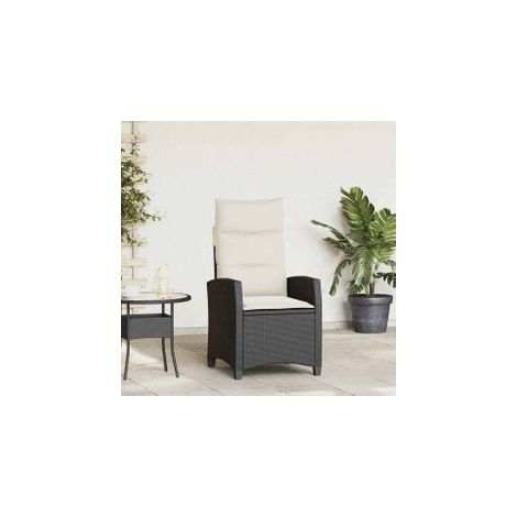 Chaise de jardin inclinable avec table d'appoint noir polyrotin (1/5)
