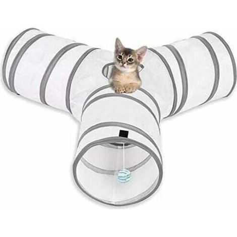 Tunnel Chat Jeu Chat,Tunnel Lapin Pet Tunnel 3 Way Crinkle Tunnel Tube Pliable Jouet pour Les Chats Lapins, Chiens, Animaux de Compagnie-Fei Yu