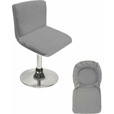 Tabouret de Bar Gris avec Housse de Dossier Extensible pour Chaise de Salle à Manger Courte pivotante (1/4)