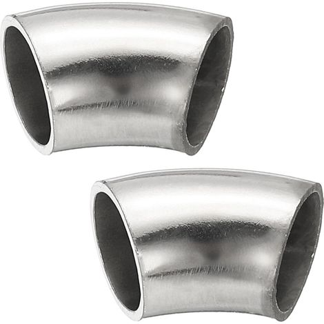 2pcs Coude À 45 Degrés Mandrin, 76mm OD Acier D'échappement Raccord De Tuyauterie 304 Inoxydable pour Exhaust Pipe Stair Handrail HVAC - 16mm (1/5)