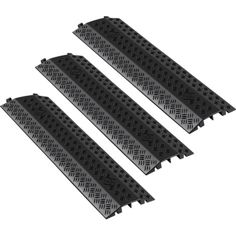 Protège-câbles de sol robustes, capacité 7 938 kg/essieu, pour zones de passage intensif, intérieur/extérieur, maison, bureau, entrepôt. Lot de 3. (1/5)