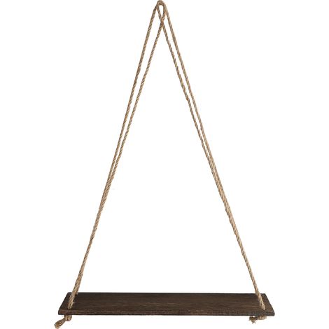 Estante colgante decorativo vintage con cuerda de yute, color blanco natural – 35 cm x 14 cm x 0,9 cm. Ideal para plantas, libros, regalos y como elemento decorativo para el hogar. (1/5)