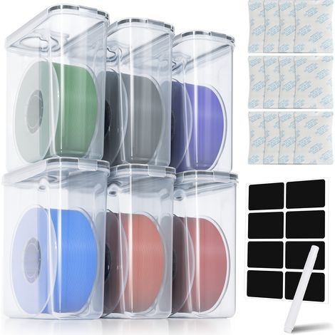 Randaco 3D-Filament-Boxen, 4 l, Set mit 2/4/6/8 Stück nach Wahl, transparent/schwarz, feuchtigkeitsbeständig mit Trockenmittel (1/5)