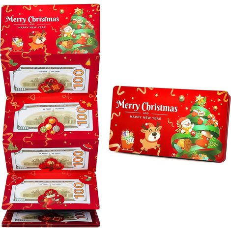 Enveloppe Cadeau Noel - 8 Fentes Pour Billets Et Cartes-Cadeaux - Papier Festif Rouge Vert Ou Bleu - 18 x 9,5 cm - 1 Piece (1/5)