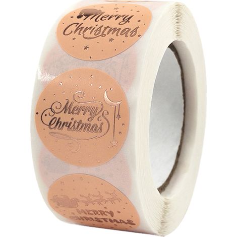 Autocollant Noel - Ronde Etiquette Autoadhesif Imperméable - Pour Sachets Cadeaux Cartes De Voeux Bouquets - 500 Pièces (1/5)