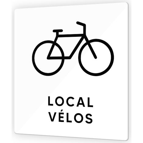 Pictogramme panneau signalétique format 9 x 9 cm en Plexi Picto Noir - Modèle Local Vélo (1/3)
