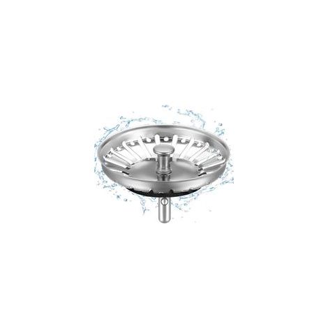 Panier de vidange pour évier de cuisine en acier inoxydable épais (Ø 84 mm), bouchon d’évacuation avec filtre anti-obstruction et piège à cheveux inclus (1/5)