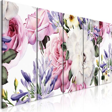 Tableau 5 Panneaux "Rose Composition Narrow Colourful" 80 x 200 cm (1/2)