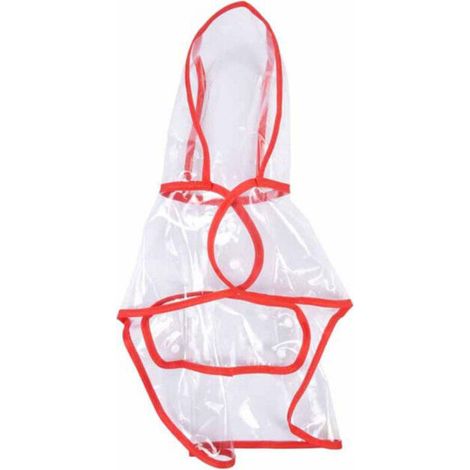 Imperméable transparent pour chien – 30 cm, rouge, en PVC léger et imperméable, ajustable avec fermeture éclair