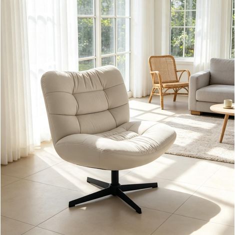 Schwenkbarer Lounge-Sessel aus Chenille, gepolsterter Sessel ohne Liegefunktion, großzügige Sitzfläche und breite Rückenlehne(nur mit 1pcs Lounge-Sessel) (1/5)