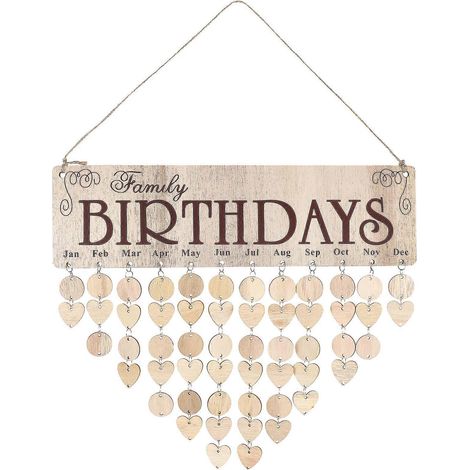 Décoration champêtre, étiquettes en bois, plaque d'anniversaire à faire soi-même, calendrier de rappel d'anniversaires familiaux (1/3)