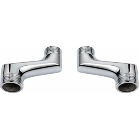Grifería de ducha angular, codo reductor de latón, brazo giratorio ajustable, grifería de pared angular, conexión descentrada de 1/2" a 3/4", cromada (1/3)