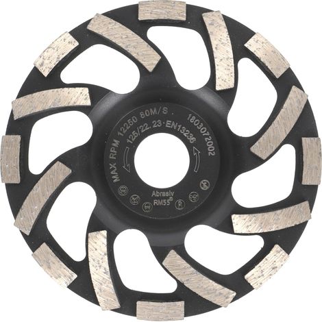 Professional diamond grinding wheel 125 mm x 22.2 mm for sanding screeds, asphalt, plaster, abrasive building materials (1/5)