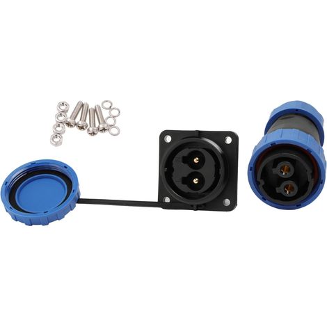 Connecteur à 2 broches, alimentation étanche 45 A 380 V, prise femelle, prise mâle, déconnexion rapide pour camion solaire électrique automobile extérieur (1/5)