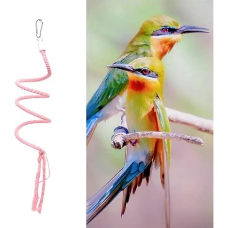 100cm Pink Cotton Rope Climbing Toy, Soft Safe Bird Perch for Daily Entertainment & Exercise (1/2)