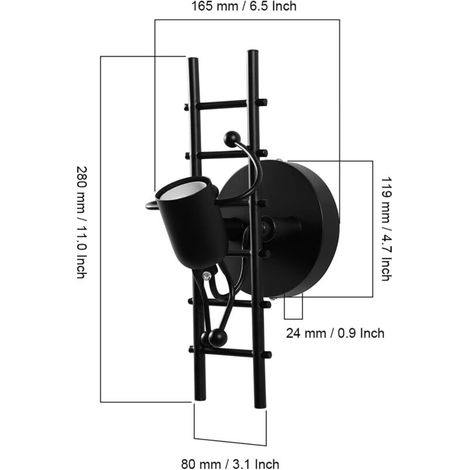 COMELY applique murale silhouette humaine – Moderne art décoratif – E27 MAX 60W – Noir – Parfaite pour chambre ado, pièce à thème ou espace créatif (1/5)